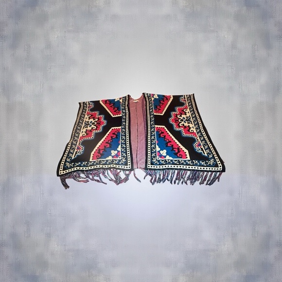 Flying Tomato Open Front Fringe Trimmed Black, Pink & Purple One Size Kimono - Picture 2 of 10